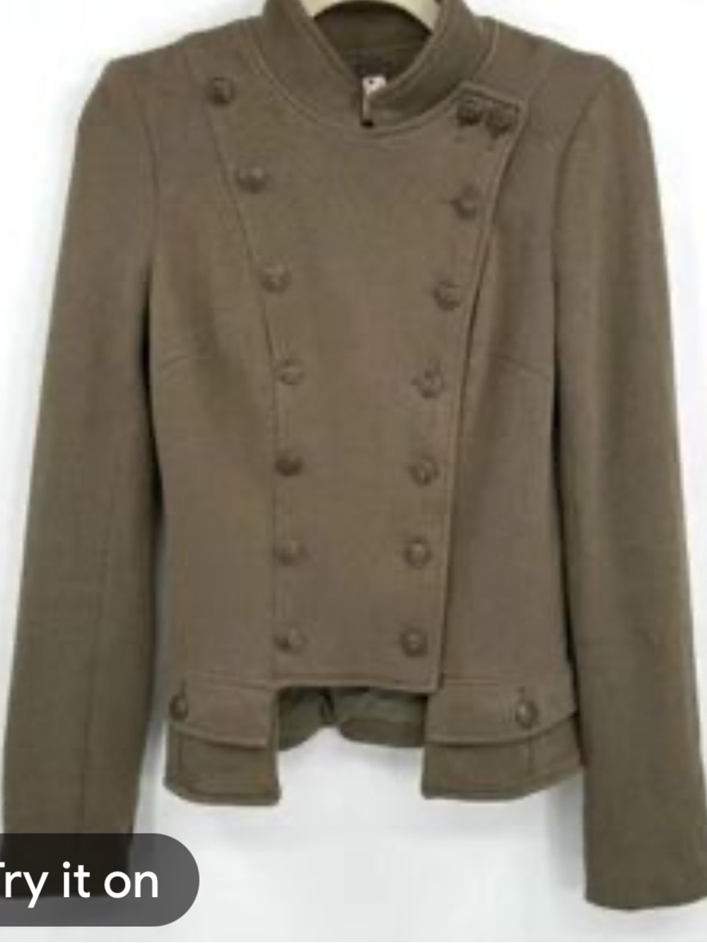 Free People Olive Double-Breasted Military Knit Jacket